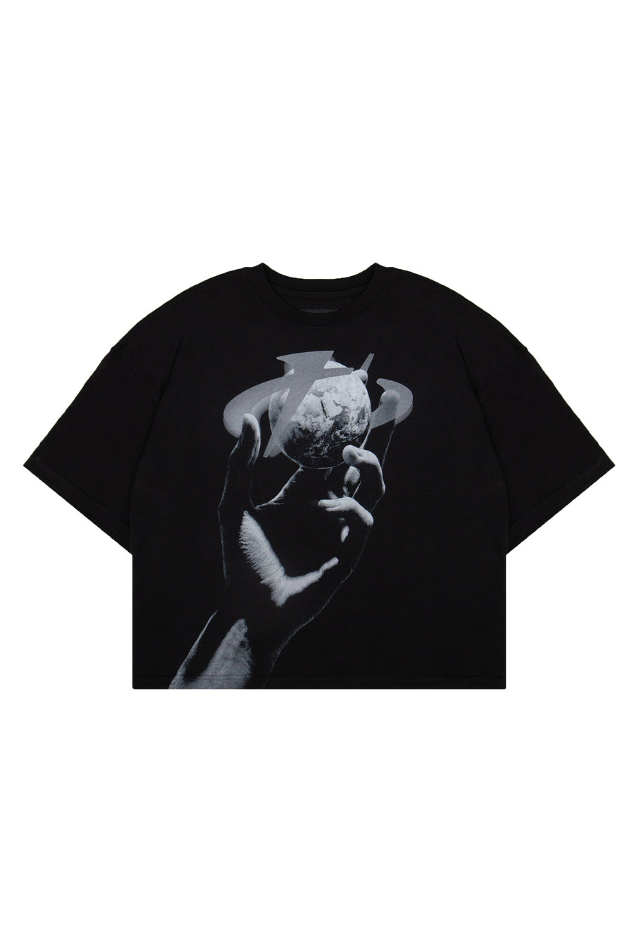 Koszulka Boxy Cropped "HAND" Black