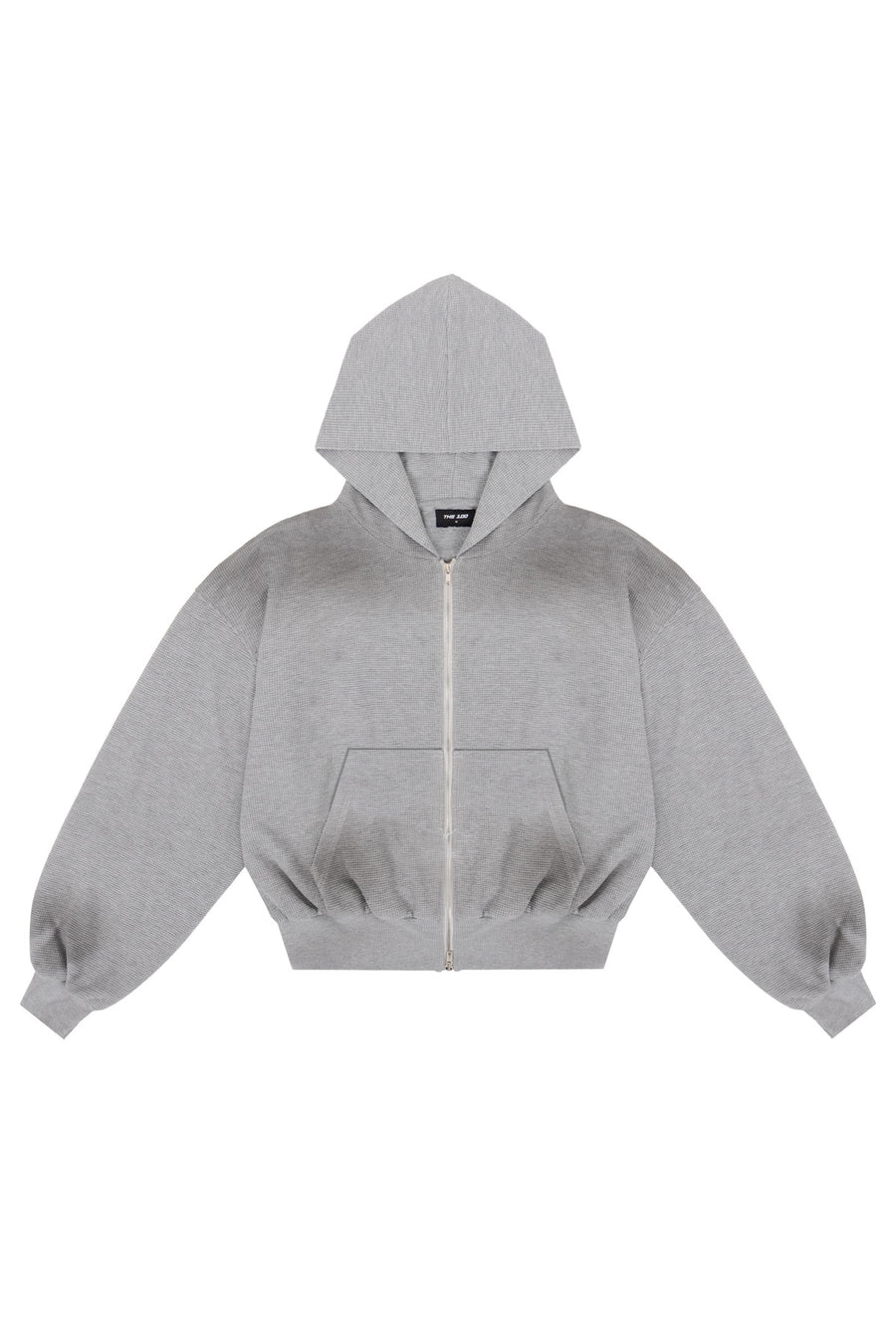 Puffy Zip Waffle Grey Sweatshirt
