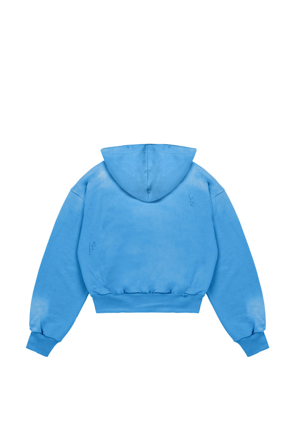 Hoodie Trashed & Crushed Hellblau