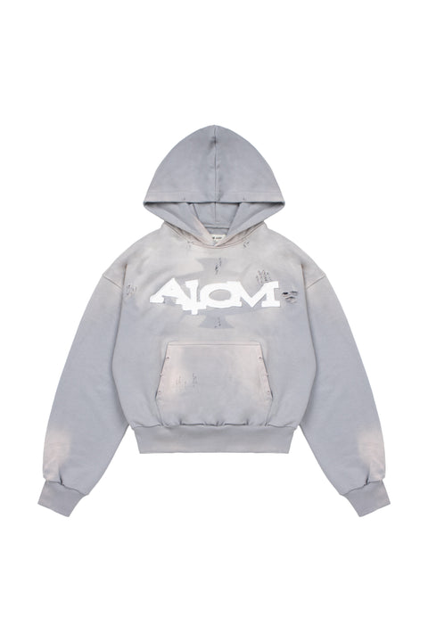 GRAY DOUBLE LOGO HOODIE