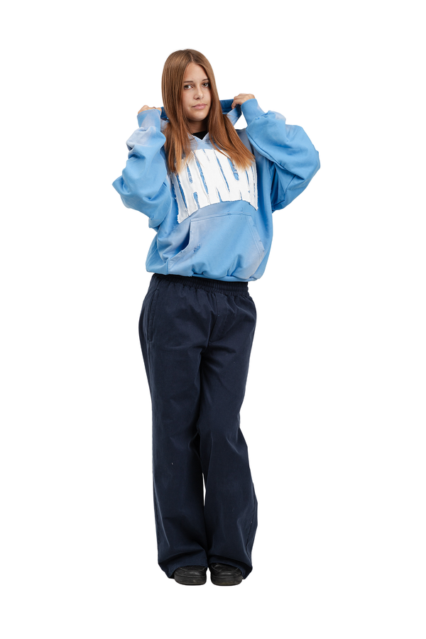 Hoodie Trashed & Crushed Hellblau