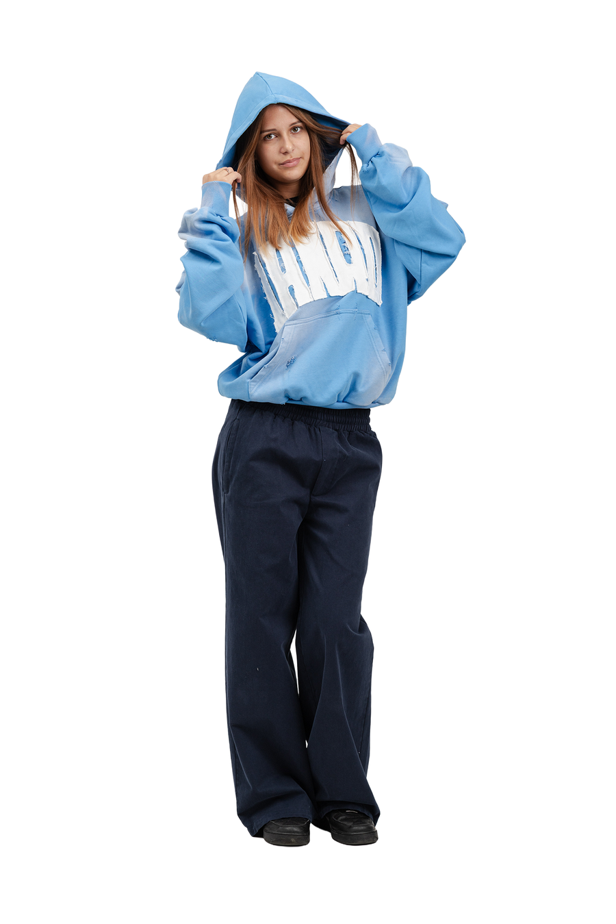 Hoodie Trashed & Crushed Hellblau