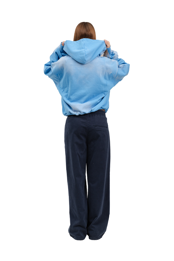 Hoodie Trashed & Crushed Hellblau