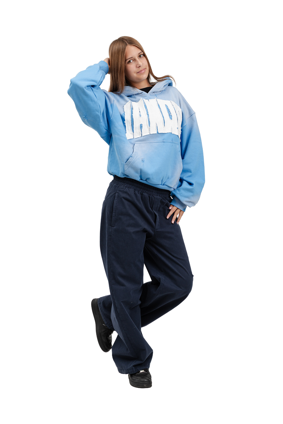Hoodie Trashed & Crushed Hellblau