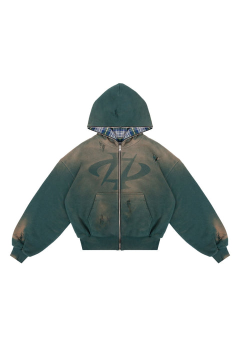 Bluza Reversible Trashed & Crushed Green