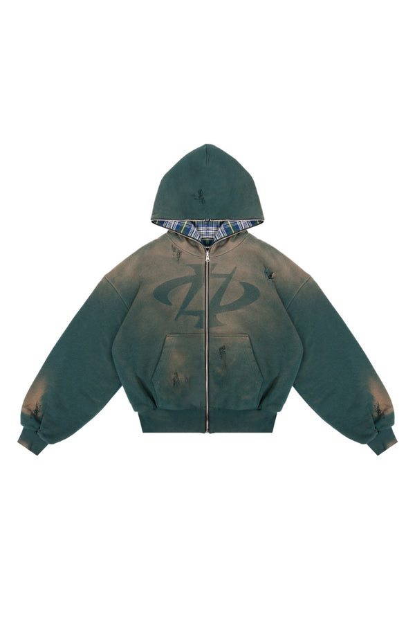 Bluza Reversible Trashed & Crushed Green