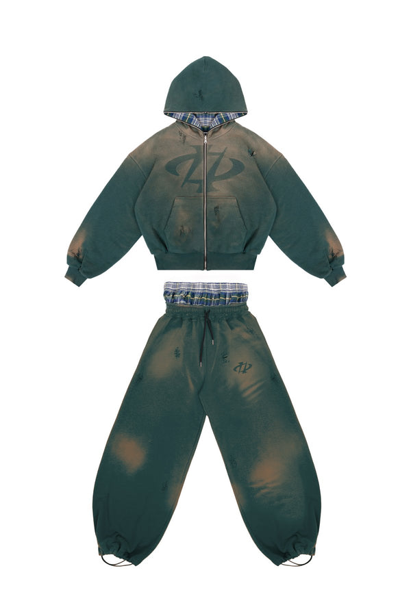 Komplet Bluza i Spodnie Reversible Trashed & Crushed Green
