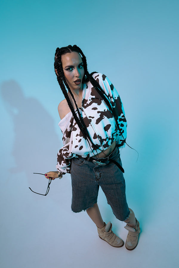 Bluza Zip Reglan Cow