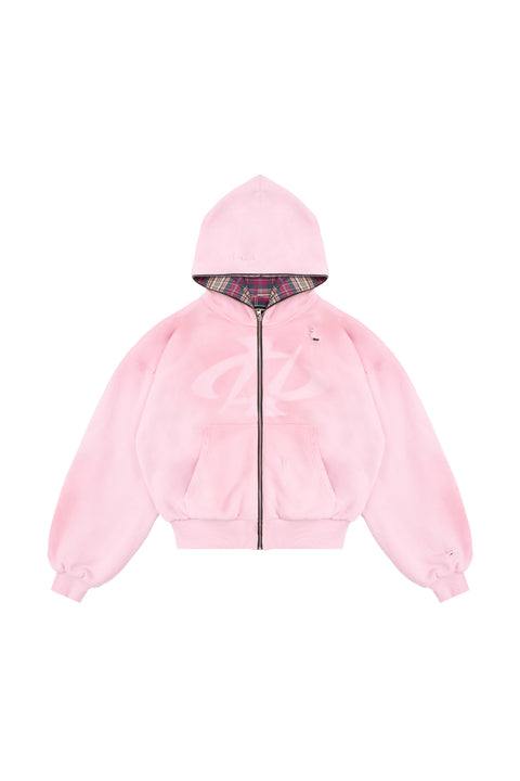 Bluza Reversible Trashed & Crushed Pink