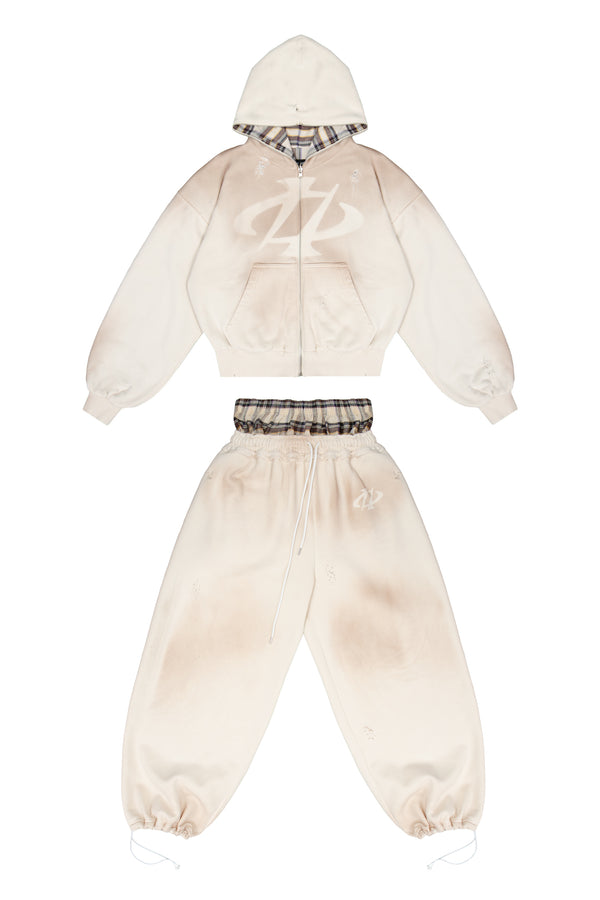 Komplet Bluza i Spodnie Reversible Trashed & Crushed Cream