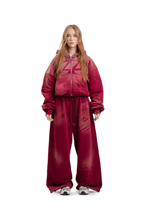 Komplet Bluza i Spodnie Reversible Trashed & Crushed Bordo