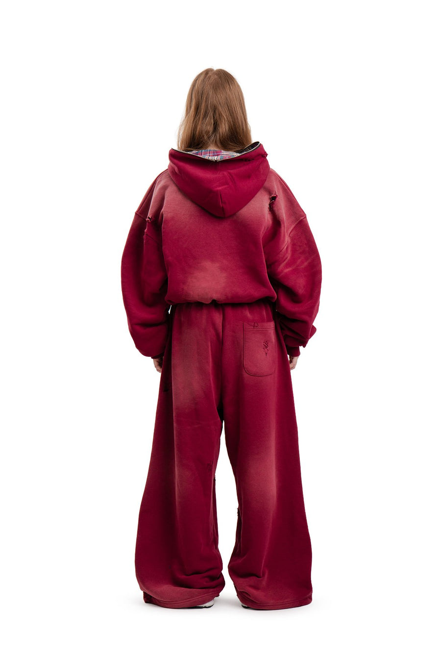 Spodnie Reversible Trashed & Crushed Bordo