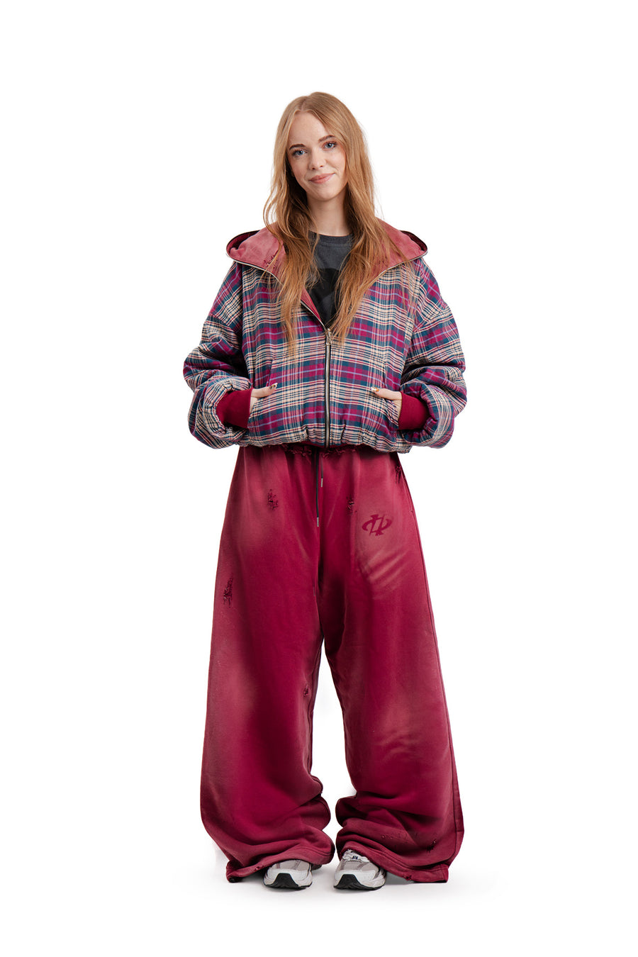 Bluza Reversible Trashed & Crushed Bordo