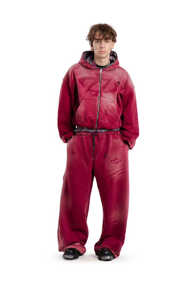 Komplet Bluza i Spodnie Reversible Trashed & Crushed Bordo