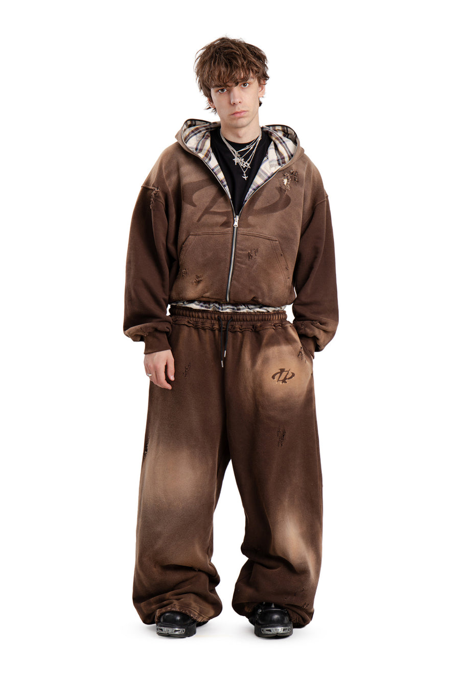 Bluza Reversible Trashed & Crushed Brown
