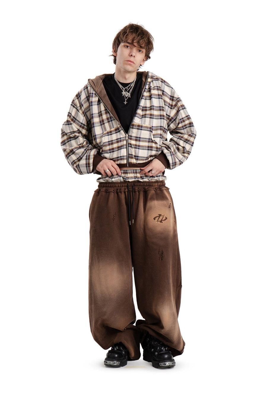 Spodnie Reversible Trashed & Crushed Brown