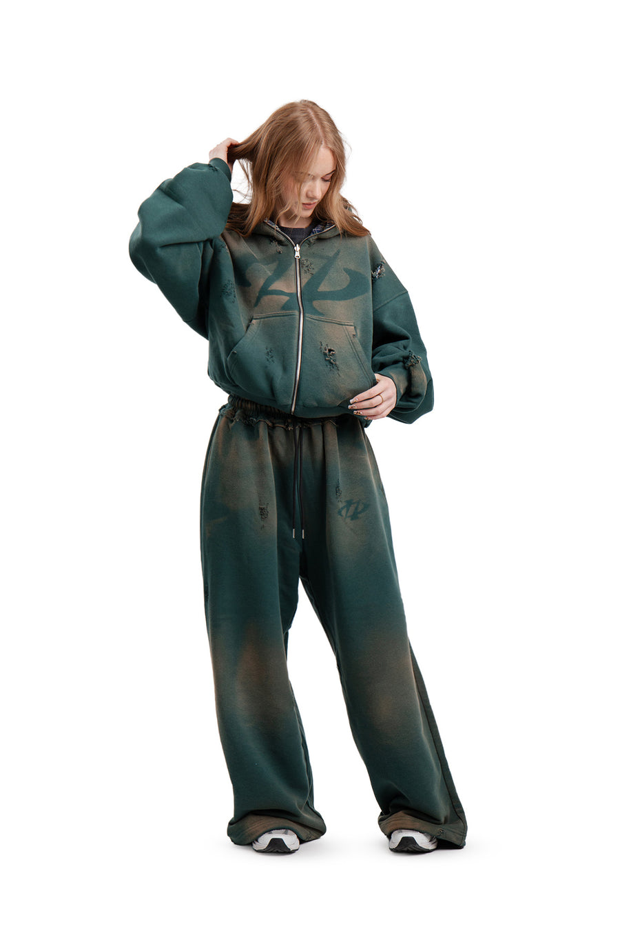 Komplet Bluza i Spodnie Reversible Trashed & Crushed Green