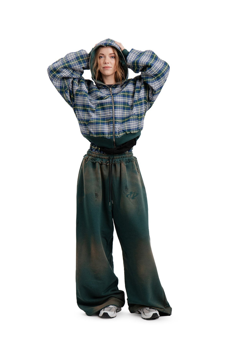 Spodnie Reversible Trashed & Crushed Green