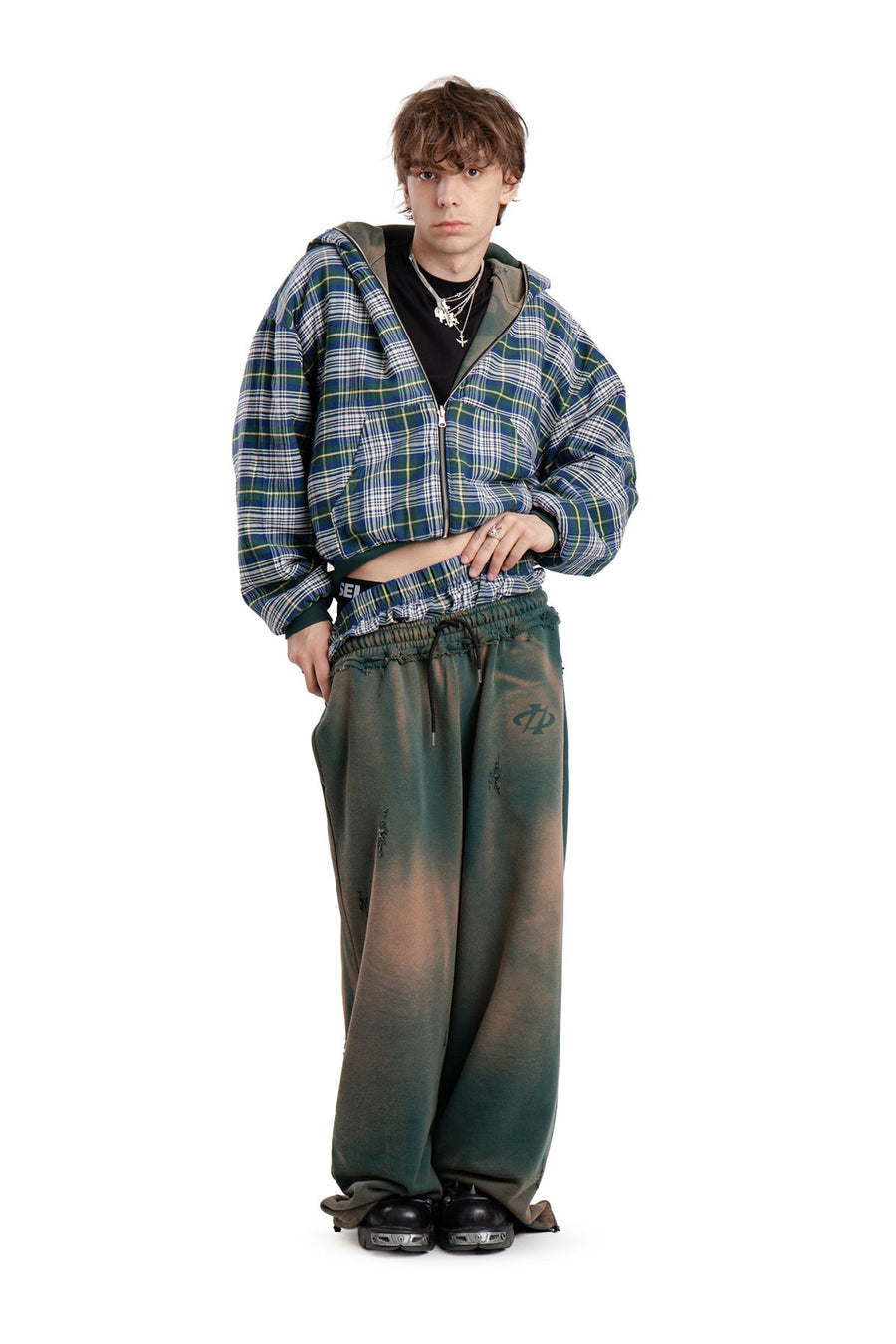 Spodnie Reversible Trashed & Crushed Green
