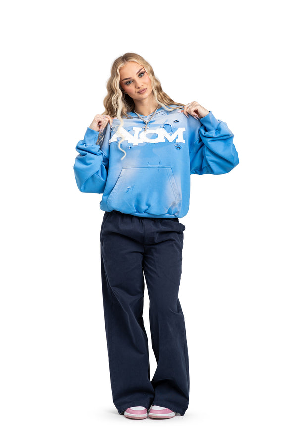 Hoodie Trashed & Crushed Hellblau