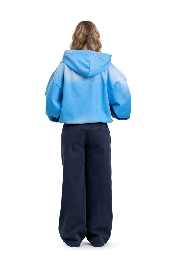 Hoodie Trashed & Crushed Hellblau