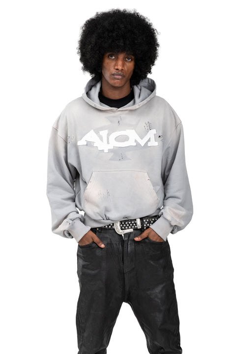 GRAY DOUBLE LOGO HOODIE