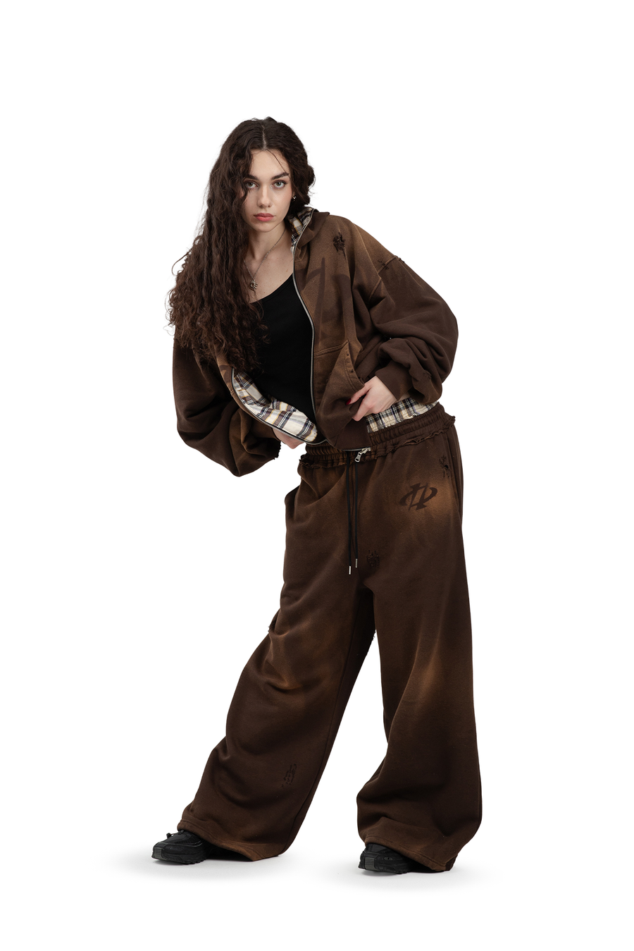 Spodnie Reversible Trashed & Crushed Brown