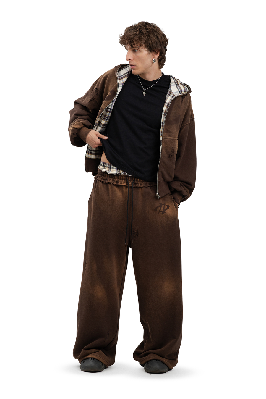 Bluza Reversible Trashed & Crushed Brown