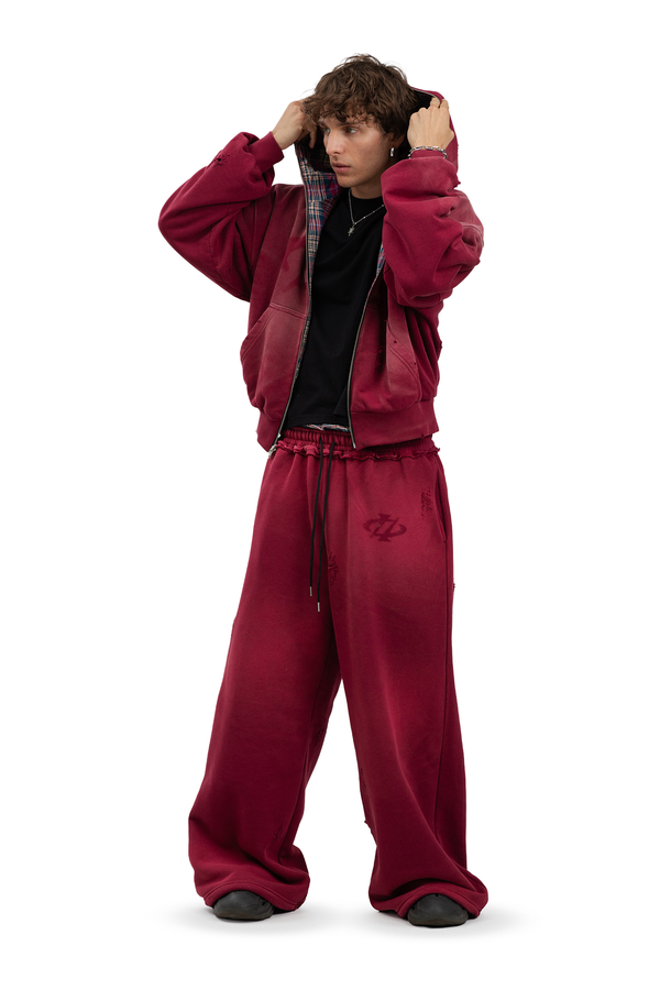 Bluza Reversible Trashed & Crushed Bordo