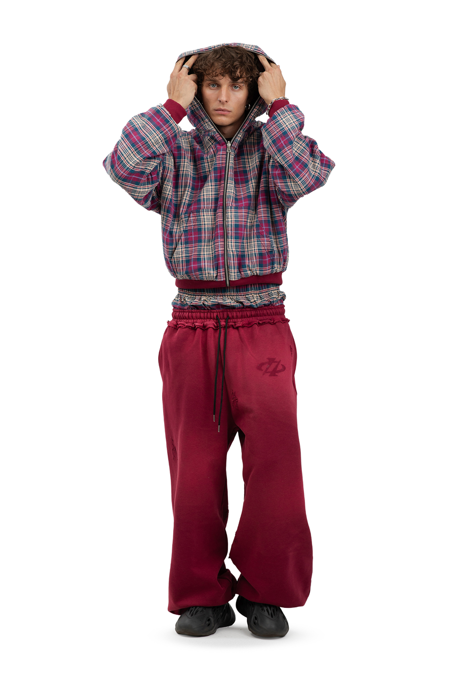 Bluza Reversible Trashed & Crushed Bordo