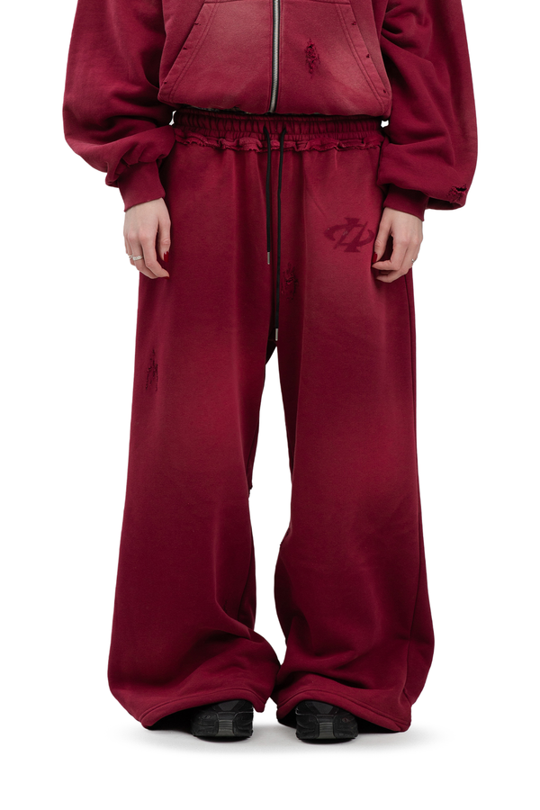 Spodnie Reversible Trashed & Crushed Bordo