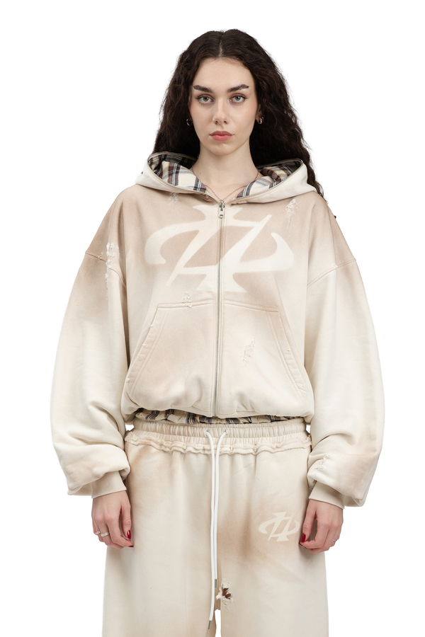 Bluza Reversible Trashed & Crushed Cream