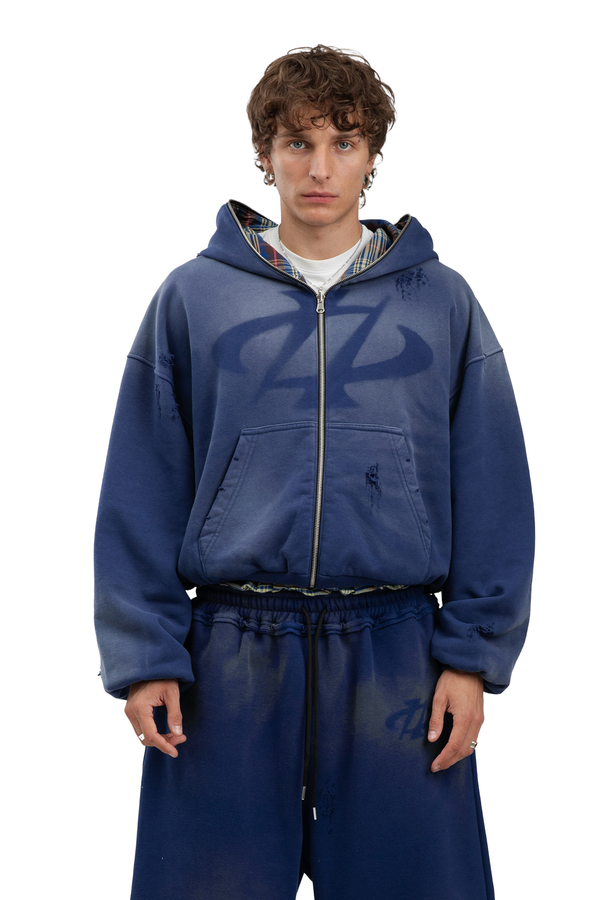 Bluza Reversible Trashed & Crushed Navy