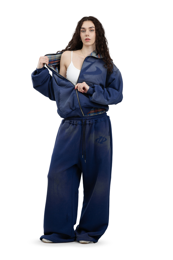 Spodnie Reversible Trashed & Crushed Navy