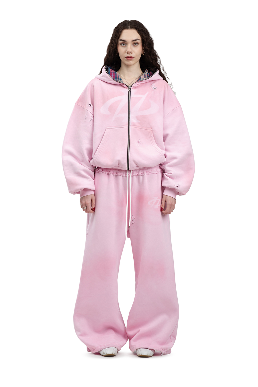 Reversible Trashed & Crushed Burgundy Hoodie and Pants Set