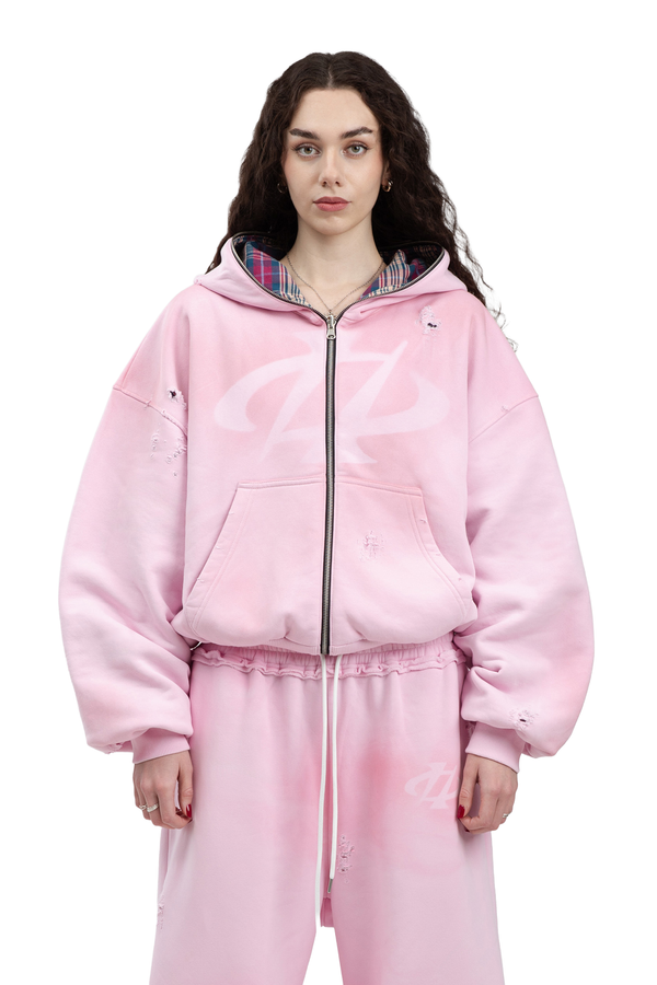 Bluza Reversible Trashed & Crushed Pink