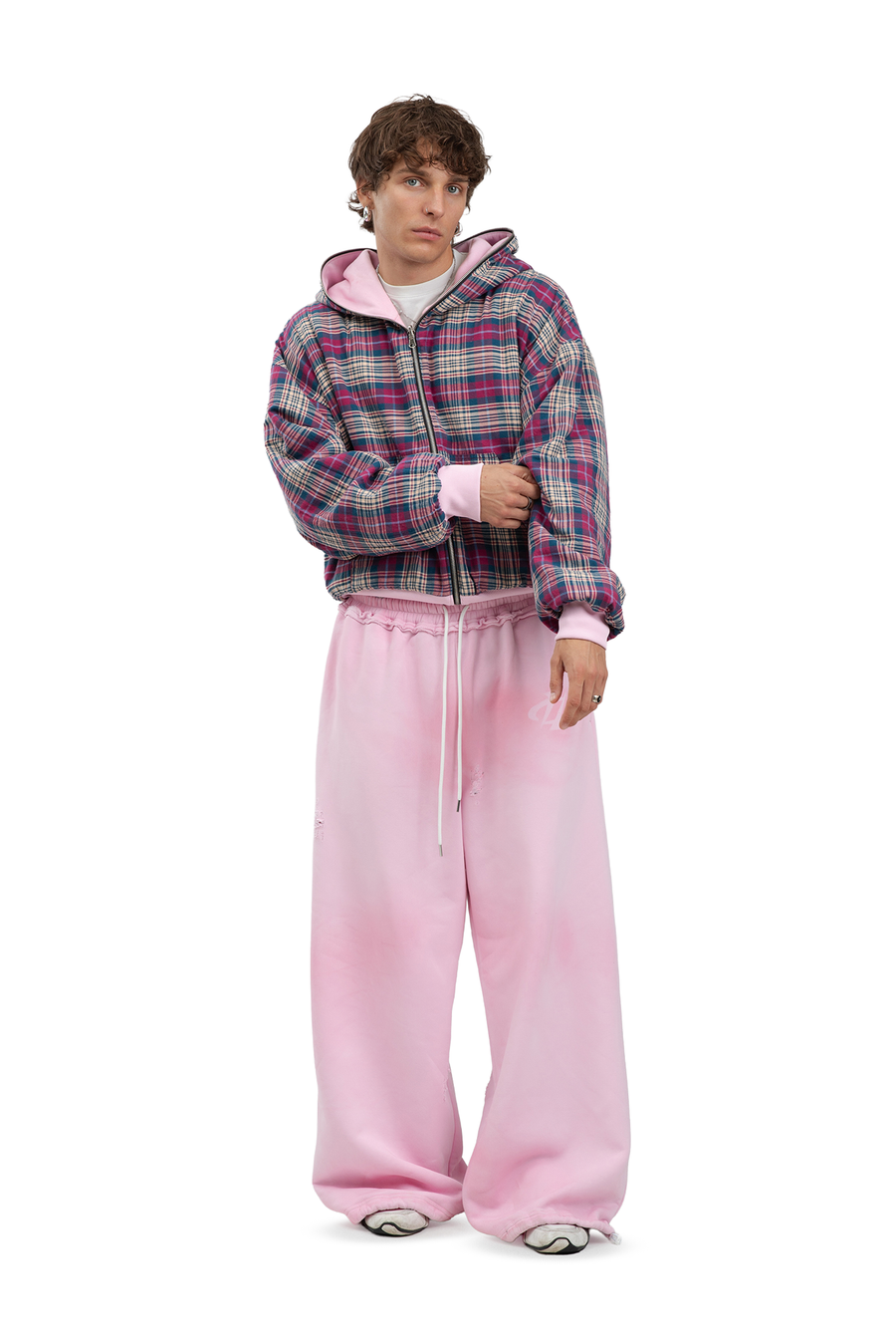 Bluza Reversible Trashed & Crushed Pink