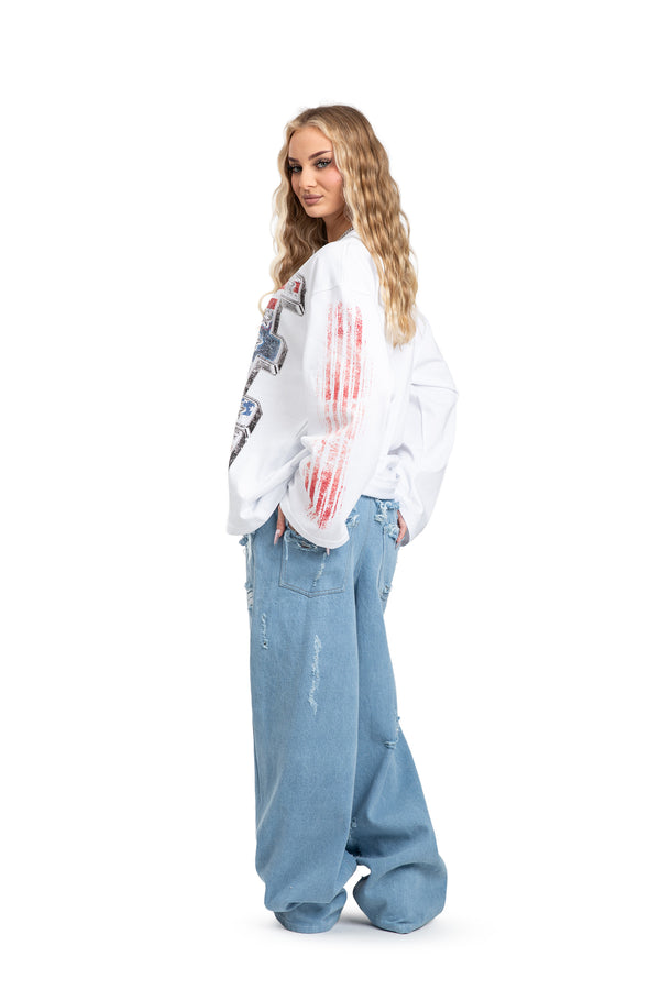 WHITE ONE ATOM LONGSLEEVE