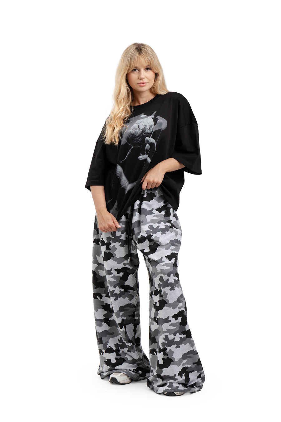 Koszulka Boxy Cropped "HAND" Black