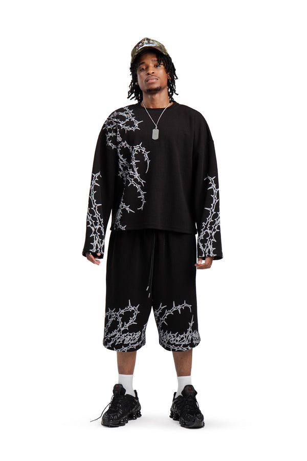 Komplet Longsleeve i Spodenki Waffle Black