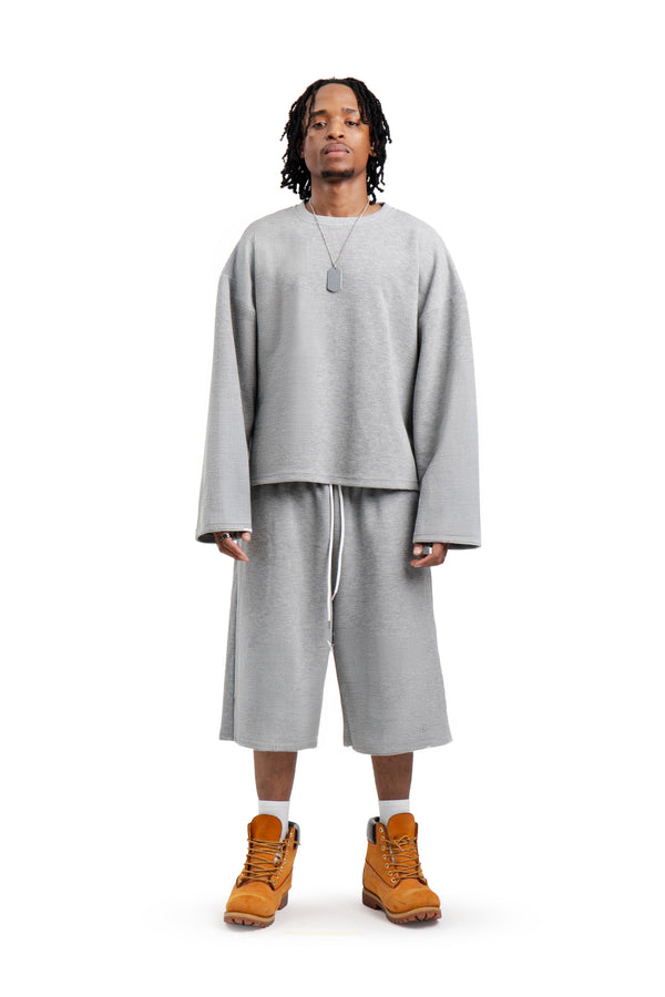 Komplet Longsleeve i Spodenki Waffle Grey Basic