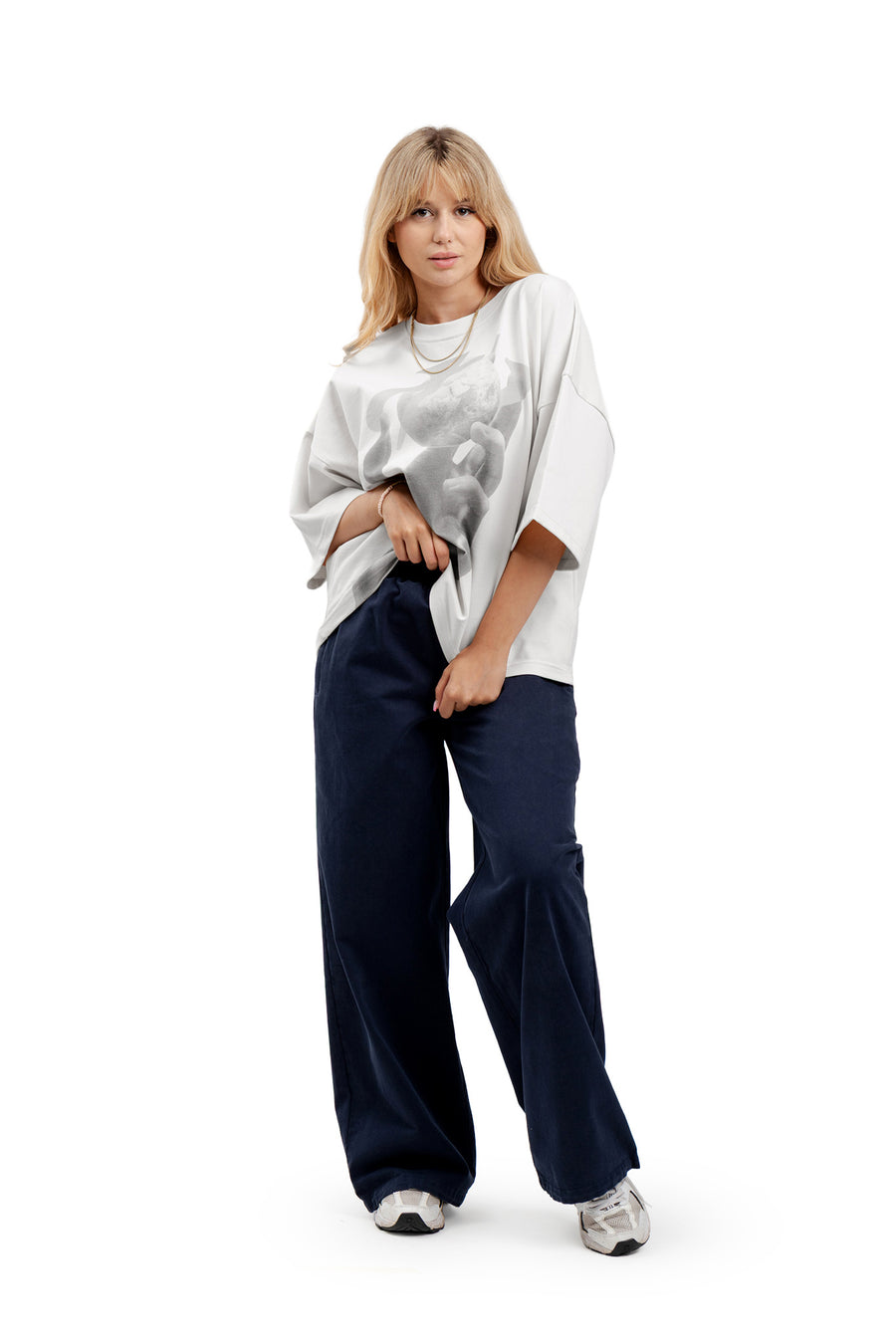 Koszulka Boxy Cropped "HAND" White