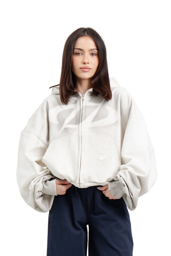 Bluza Zip Puffy Distressed "LOGO"