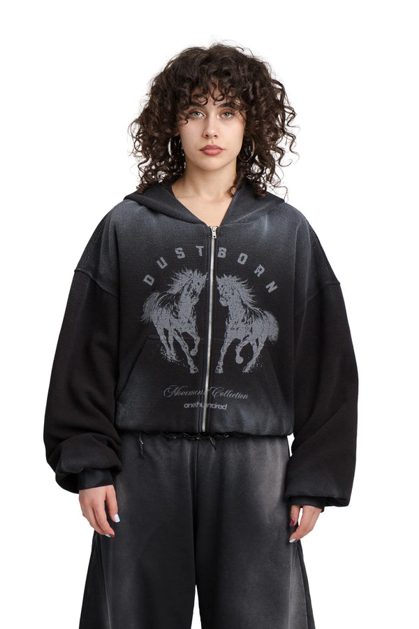 Bluza Puffy Zip Waffel Black