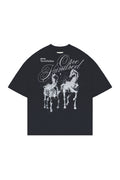 Boxy T-Shirt Twin Horses Graphit