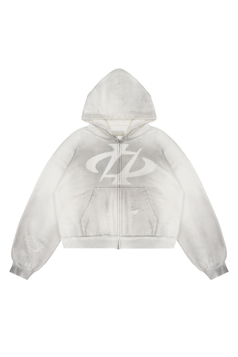 Bluza Zip Puffy Distressed "LOGO"