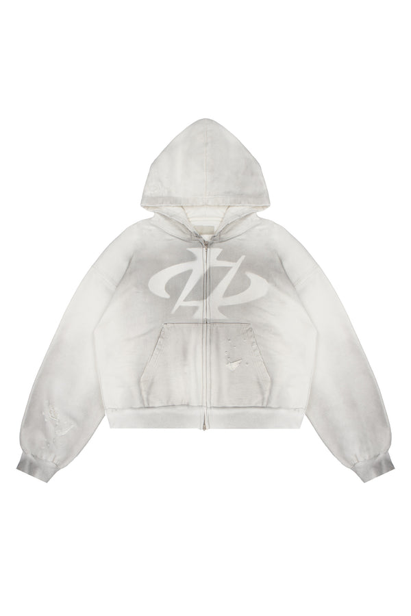 Bluza Zip Puffy Distressed "LOGO"