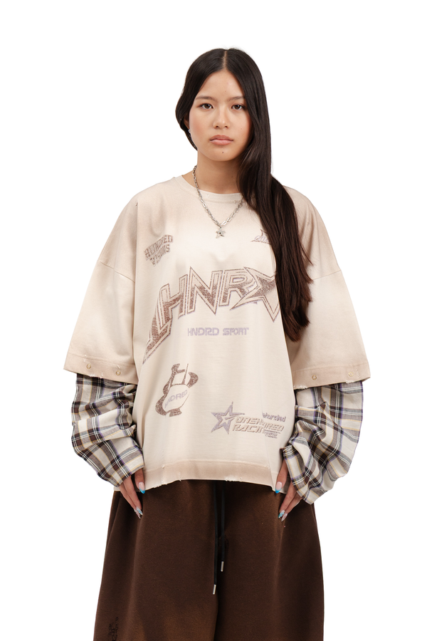 Longsleeve "DOUBLE CHECK" Cream
