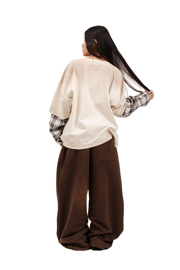 Longsleeve "DOUBLE CHECK" Cream