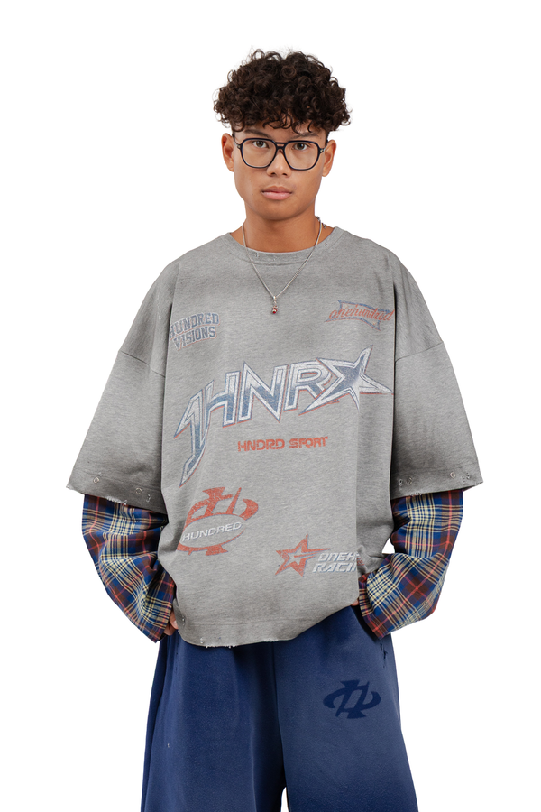 Longsleeve "DOUBLE CHECK" Grey Melange